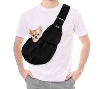 Lukovee Tracolla per animali domestici, a mani libere, tracolla imbottita regolabile, borsa a tracolla in cotone traspirante, tasca anteriore, cintura di sicurezza, per il trasporto di piccoli cani,