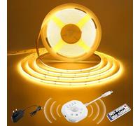 luktix Striscia LED COB Sensore Movimento 5 metri, Nastro LED 24V con On/Off Auto, 4 Modalità timer, Modalità Giorno/Notte, Striscia LED Bianco Caldo per Scale, Letto, Armadio, Cucina, 2700K