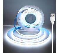 luktix USB Striscia LED COB 1.5 metri, 5V Striscia LED Bianco Freddo con Adesivo, Larghezza 8 mm, CRI 92+, Nastro LED flessibile per TV, Specchio, Sottopensile, Mensola, 6000K