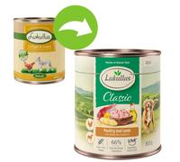 Lukullus 24 x 800 g - Mix 2 (4 gusti): Manzo, Cuori, Lepre, Pollame