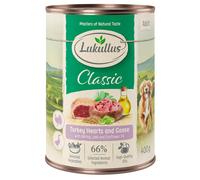 Set risparmio! Lukullus Adult 12 x 400 g - Mix 2 (2 gusti): Manzo & Tacchino + Cuori di Tacchino & Oca