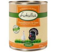 Lukullus Alimentazione naturale Adult 6 x 800 g umido cane - Cuori di Tacchino & Oca