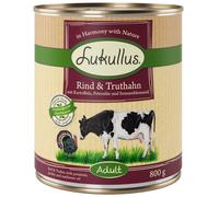 Lukullus Alimentazione naturale Adult senza cereali 6 x 800 g Umido per cani - Manzo & Tacchino