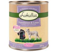Lukullus Junior 12 x 800 g - Cuori di Tacchino & Agnello
