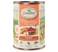 Lukullus Vitality 24 x 400 g - senza cereali Alimento umido per cane - Sistema immunitario: Cinghiale
