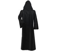 LUKYLUM Mantello con cappuccio per adulti, mantello nero con maniche, mantello nero da uomo e donna, costume da cavaliere per Halloween, Natale, carnevale, cosplay, feste, costume uniforme con