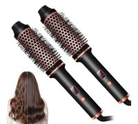 lUl Beauty Thermal Brush, 3-in-1 Negative Ion Thermal Brush, Adjustable Heat for Frizz-Free Waves, Wwo PTC Heaters Thermals Brushs (Black*2)