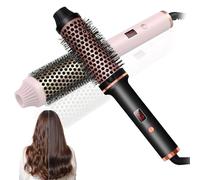 lUl Beauty Thermal Brush, 3-in-1 Negative Ion Thermal Brush, Adjustable Heat for Frizz-Free Waves, Wwo PTC Heaters Thermals Brushs (Pink+Black)