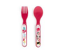 Lulabi Minnie Happytimes Set Cucchiaio e Forchetta, Polipropilene, Pappa Bimba