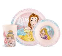 Lulabi Princess Set Pappa 3 Pezzi in Polipropilene, Rosa Decorato - Piatto Piano 20,5 cm, Piatto Fondo 15 cm e Bicchiere 24 cl, BPA Free, Idea Regalo