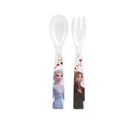 Lulabi Set 2 Posate Frozen - Cucchiaio e Forchetta in Melamina - Design Ufficiale Disney con Anna & Elsa - Sicure, Resistenti, Senza BPA
