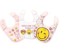 Lulabi Set 3 bavaglini in cotone Smiley Girl - Morbidi, assorbenti e colorati per bambine