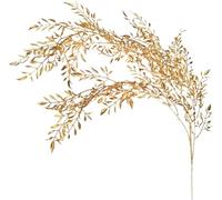 lulalula 2 piante finte dorate, piante artificiali, ramoscelli e rami con foglie dorate, ramoscelli e rami ricci glitterati per vasi, matrimoni, decorazioni per la casa e le vacanze (2, A2)