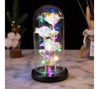 lulalula Sherum - Rosa eterna in cupola di vetro che si illumina per sempre, unica, per compleanno, anniversario, San Valentino, romantico fiore conservato con LED per donne, mamma, moglie, fidanzata