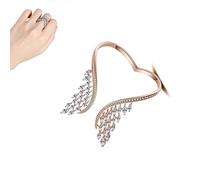 LULAND Bracciale con Anello di Ali d'Angelo, Anello di Piume con Ali spiegate, Braccialetti con Polsino Regolabile con Angelo Custode ispiratore (1PCS-Q)