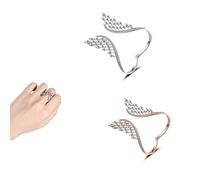 LULAND Bracciale con Anello di Ali d'Angelo, Anello di Piume con Ali spiegate, Braccialetti con Polsino Regolabile con Angelo Custode ispiratore (2PCS-C)