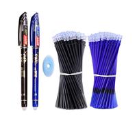 LuLiyLdJ 2 Pezzi 0.5mm Penne Cancellabili Le gami con 20 Ricariche e 1 Gomma per Bambini Studenti Adulti (Nero, Blu)