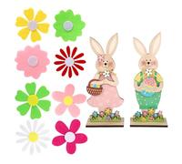 LuLiyLdJ 2 Pezzi Decorazioni Pasquali,Diy Decorazione A Forma Di Coniglio Supportabile,Per Interni E Giardini, Con 8 Adesivi In Feltro Con Motivi Floreali, Regali Per Bambini E Bambine