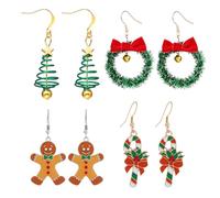 LuLiyLdJ 4 Paia Orecchini a forma di albero di Natale, Decorazioni natalizie, Gioielli natalizi, B