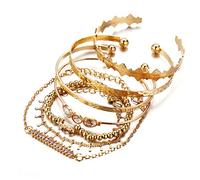 LuLiyLdJ Un juego de 7 pulseras de cristal bohemio con pulseras de borlas doradas, adecuado para mujeres y niñas