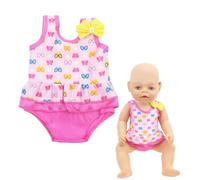 LuLiyLdJ Vestiti Bambole, Vestiti per Bambole per New Born Baby Doll, Costume da Bagno con Fiocco Rosa per Bambolotti 35-43 cm, 1 pezzo