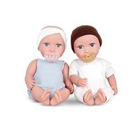 LullaBaby Babi - Bambole gemelle - Occhi blu, fascia bianca e cappello marrone - Bambole gemelle neonate da 14 pollici - Occhi azzurri e carnagione medio-chiara - 2 anni +