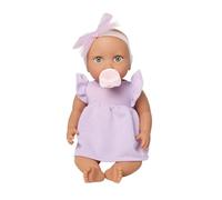 LullaBaby - Baby Doll - Vestito lilla - Bambola realistica da 36 cm - Occhi blu e corpo morbido e abbracciabile - Abito lilla e fascia con fiocco - Giocattolo per bambini da 2 anni in su