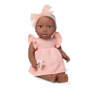 LullaBaby - Baby Doll - Vestito rosa - Bambola realistica da 36 cm - Occhi marroni e corpo morbido e abbracciabile - Abito rosa e fascia con fiocco - Giocattolo per bambini da 2 anni in su