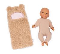 LullaBaby - Set di bambole e coccole - Bambola realistica da 14 pollici - Morbidissima coccola a tema orso - Carnagione olivastra e occhi marroni - Giocattolo per bambini da 2 anni in su
