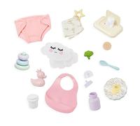 LullaBaby - Set pappa e cambio - Accessori per bambole da 36 cm - Pannolino, bavaglino e cibo per finta - Gioco d'immaginazione - Giocattoli per bambini dai 2 anni + - Set per la cura e la pappa delle bambole