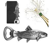 LULLEA Apribottiglie per trota, birra, pesce, regalo per pescatori, idea regalo per pescatori, accessori per la pesca, regalo per la festa del papà, regalo di Natale per uomini e pescatori, argento