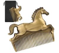 LULLEA Pettine per capelli a forma di cavallo, idea regalo per gli amanti dei cavalli, donne e uomini, bronzo