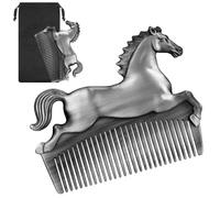 LULLEA Pettine per capelli a forma di cavallo, idea regalo per gli amanti dei cavalli, per donne e uomini, argento