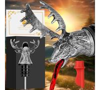 LULLEA Tappo per Bottiglia da Vino 2-in-1 con Testa di Cervo e Beccuccio, Regali per Cacciatori, Regali per Uomini Donne Papà Cacciatori, Idee Regalo per Uomo a Natale, Festa del Papà, San Valentino