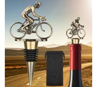 LULLEA Tappo per bottiglia di vino in bicicletta, regalo per ciclisti, regali per la festa del papà, Natale, compleanno, tappo per bottiglia in bronzo per vino e champagne con borsa