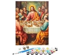L'Ultima Cena Astratto Dipingere con i Numeri Adulti, Dipingere con i Numeri, Fai da te Paint by Numbers Kits 3 Pennelli e 36 Pigmento Acrilico, Creativi Decorazioni Casa Regalo 80x110 cm BJHWK732