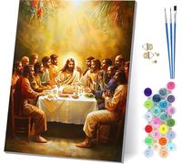 L'Ultima Cena Dipingere con i Numeri Adulti con Telaio, Dipingere con i Numeri Uomo, DIY Paint by Numbers Kits con Pennelli e Pigmento Acrilico, Hobby Creativi Adulti, Decorazioni Casa 50x65cm O-6352