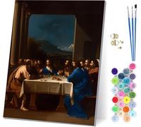 L'Ultima Cena Dipingere con i Numeri Adulti con Telaio, Dipingere con i Numeri Uomo, DIY Paint by Numbers Kits con Pennelli e Pigmento Acrilico, Hobby Creativi Adulti, Decorazioni Casa 20x30cm 4-6870