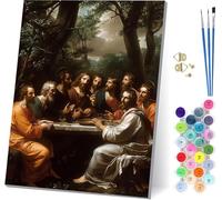 L'Ultima Cena Dipingere con i Numeri Adulti con Telaio, Dipingere con i Numeri Uomo, DIY Paint by Numbers Kits con Pennelli e Pigmento Acrilico, Hobby Creativi Adulti, Decorazioni Casa 40x50cm D-9632
