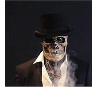 L'ultima maschera biochimica scheletro per il 2021,puntello Cosplay 3D Realistico,Elmo Teschio A Testa Intera con Mandibola Mobile,puntelli per feste di Halloween. (Con il cappello)