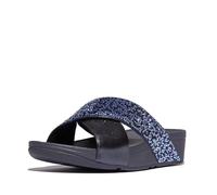 LULU CRYSTAL MIX FASCE INCROCIATE IN PELLE CON BRILLANTINI METALLIC BLUE