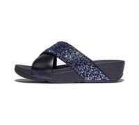 LULU CRYSTAL MIX FASCE INCROCIATE IN PELLE CON BRILLANTINI METALLIC BLUE