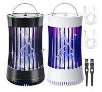Lulu Home Bug Zapper Interni, confezione da 2 antizanzare con ventilatore, trappola elettrica per mosche da 1500 V, presa USB, per casa, cucina, camera da letto, nero e bianco