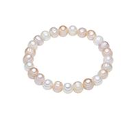 Lulu & Jane Bracciale da donna | Bracciale di perle, perla coltivata d'acqua dolce, ca. 7,0 - 8,0 mm, bianco, patata, flessibile, senza chiusura