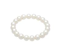 Lulu & Jane Bracciale da donna | Bracciale di perle, perla di conchiglia, ca. 10,0 mm, bianco, rotonda, flessibile, senza chiusura, nylon