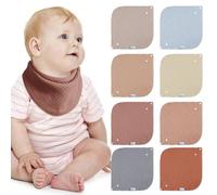 Lulu moon Bavaglino Neonato 100% Mussole Cotone, 8 Pezzi Baby Bandana Bavaglino Panno per Burp Neonati Bambino (Terra)