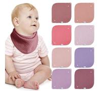 Lulu moon Bavaglino Neonato 100% Mussole Cotone, 8 Pezzi Baby Bandana Bavaglino Panno per Burp Neonati Bambino (Crema)