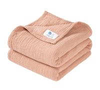 Lulu moon Coperta in mussola per neonati - Coperta traspirante per neonati, Coperta per Culla per Bambini, Coperta in Mussola per Bambini, Ragazze, Ragazzi 120x120cm (Rosa)