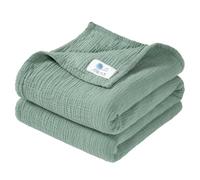 Lulu moon Coperta in mussola per neonati - Coperta traspirante per neonati, Coperta per Culla per Bambini, Coperta in Mussola per Bambini, Ragazze, Ragazzi 120x120cm (Verde)