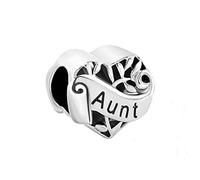Luluadorn Ciondolo a forma di cuore per sempre amore, adatto a braccialetti Pandora, per ragazze, donne, nonna, zia, mamma, sorella, moglie, figlia, Metallo, Zirconia cubica